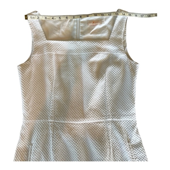 Tory Burch Cotton Pique Square Neck White Mini Dress Sz 6 Minimalist Casual - Picture 5 of 16
